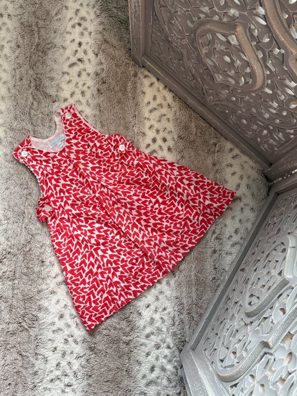 Elephantito red white abstract heart dress baby girls 18 months lovecore party